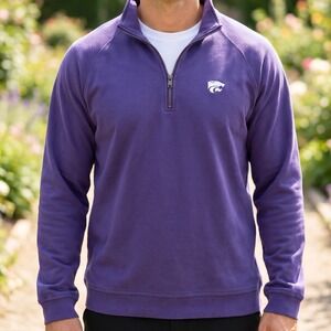 Club Colors Kansas State Wildcats Mens Purple 1/4 Zip Cotton Pullover K-State